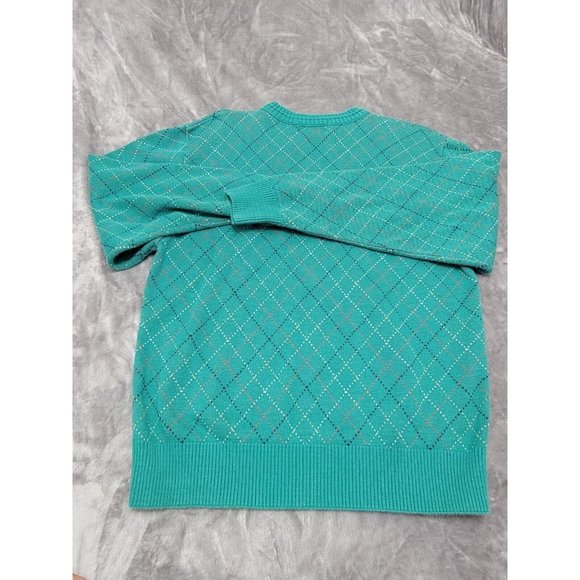 Tricots St Raphael knit Crew Neck Vintage Sweater medium LS USA diamond pattern - Picture 4 of 6